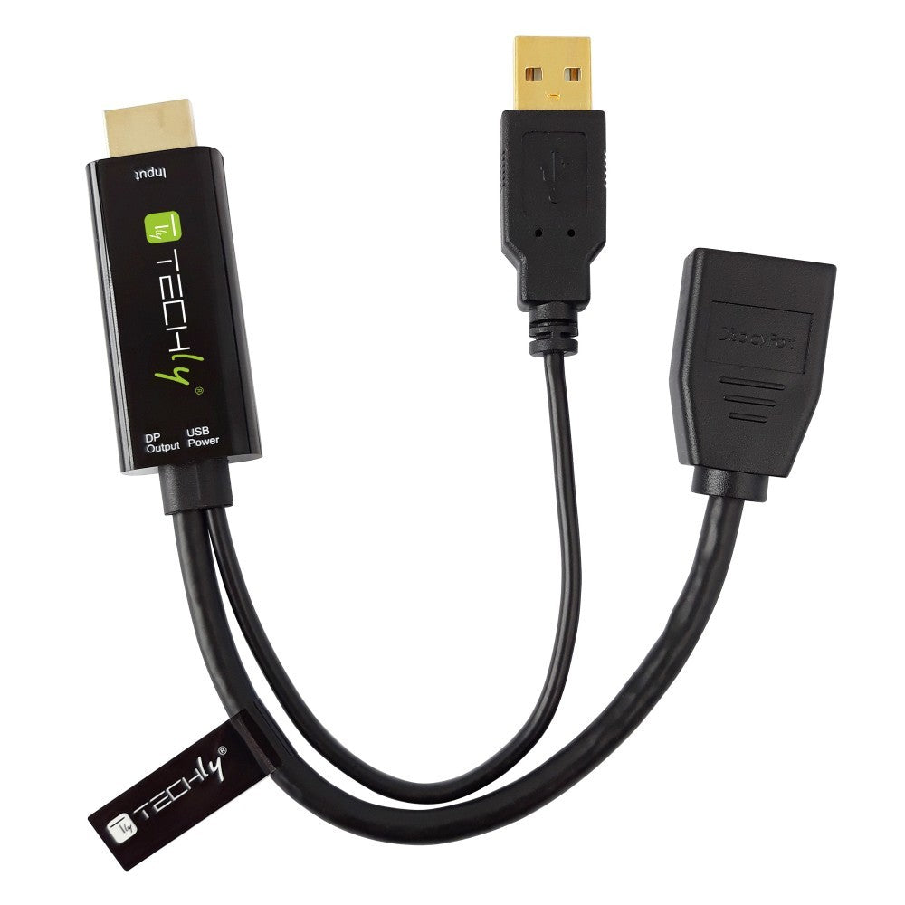 Techly ICOC HDMI-DP12A Adaptateur HDMI vers DisplayPort alimenté par USB 4K*30Hz M/F