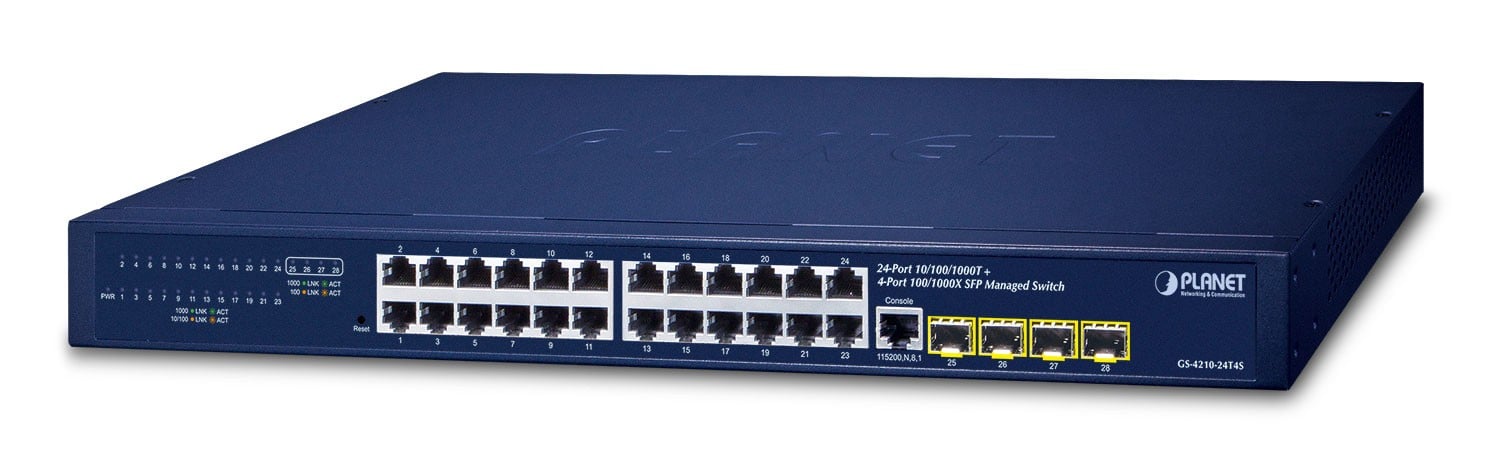 Planet GS-4210-24T4S Commutateur Ethernet Gigabit géré 24 ports L2 L4