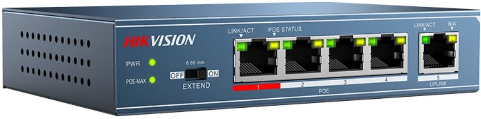 Hikvision DS-3E0105P-E(B) Commutateur POE Fast Ethernet non géré 4 ports