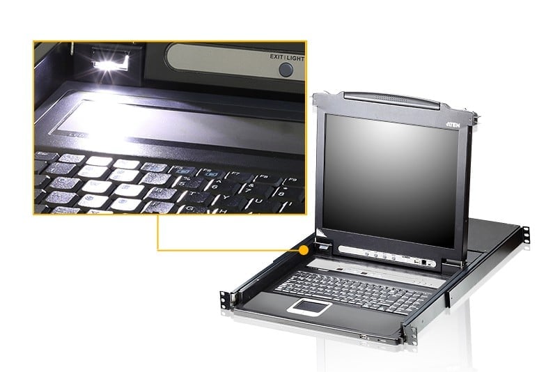 "Aten CL5708M-ATA-GG 8-Port PS/2-USB VGA 17"" LCD Commutateur KVM with Port en Guirlande USB Peripheral Support and avec clavier allemand"