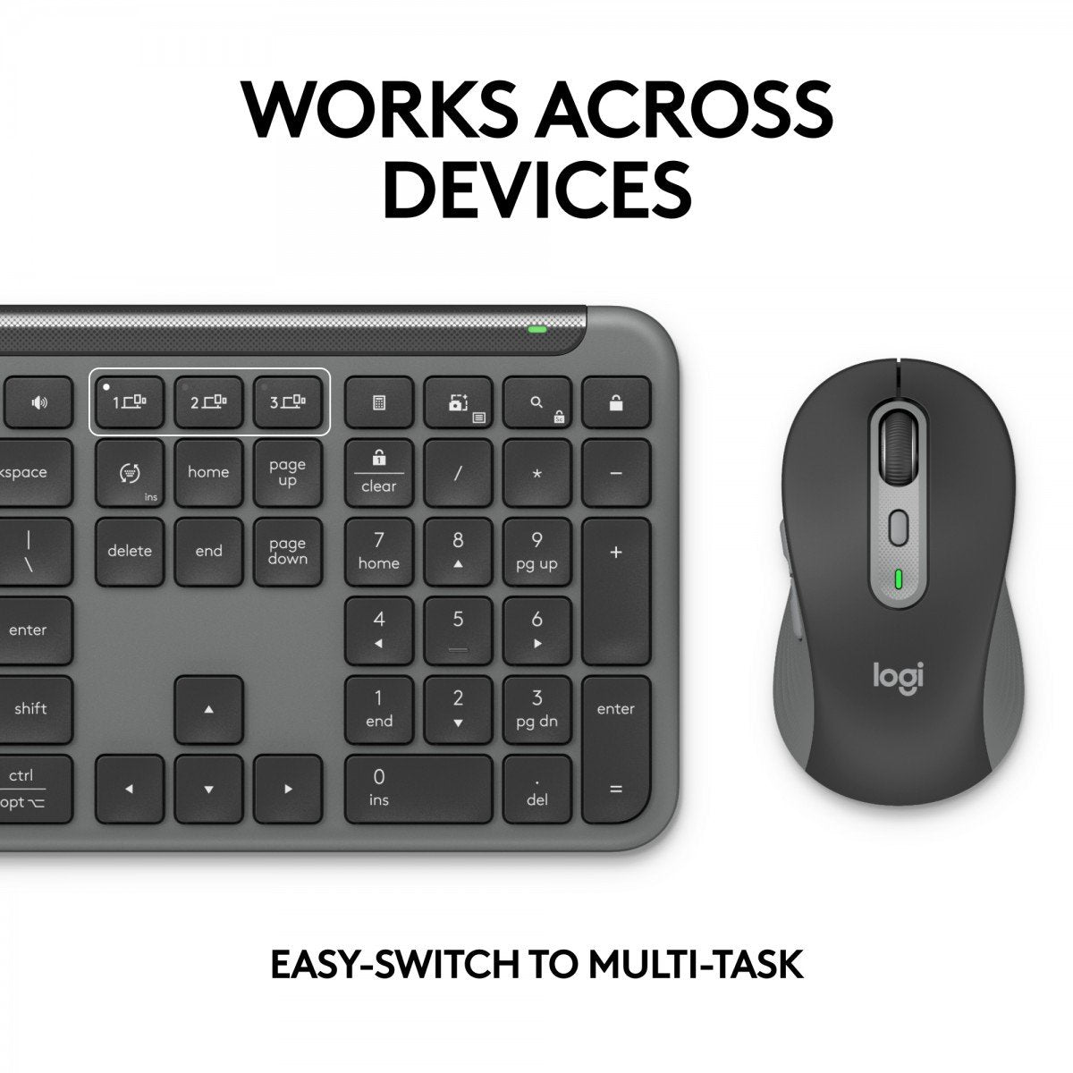 Logitech 920-012508 clavier Souris incluse Bureau RF sans fil + Bluetooth QWERTY US International Graphite