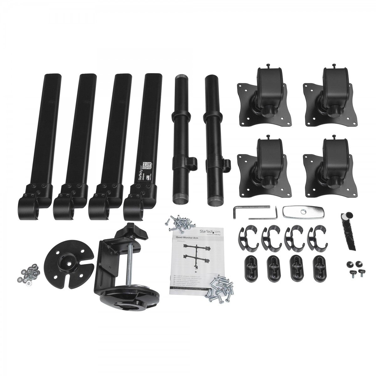 Desk Mount Quad Monitor Arm - Steel