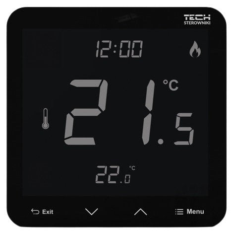TECH-CONTROLEURS WG.11.0725 Thermostat d'ambiance R-12S filaire, noir, dédié pour rail L-X et L-12