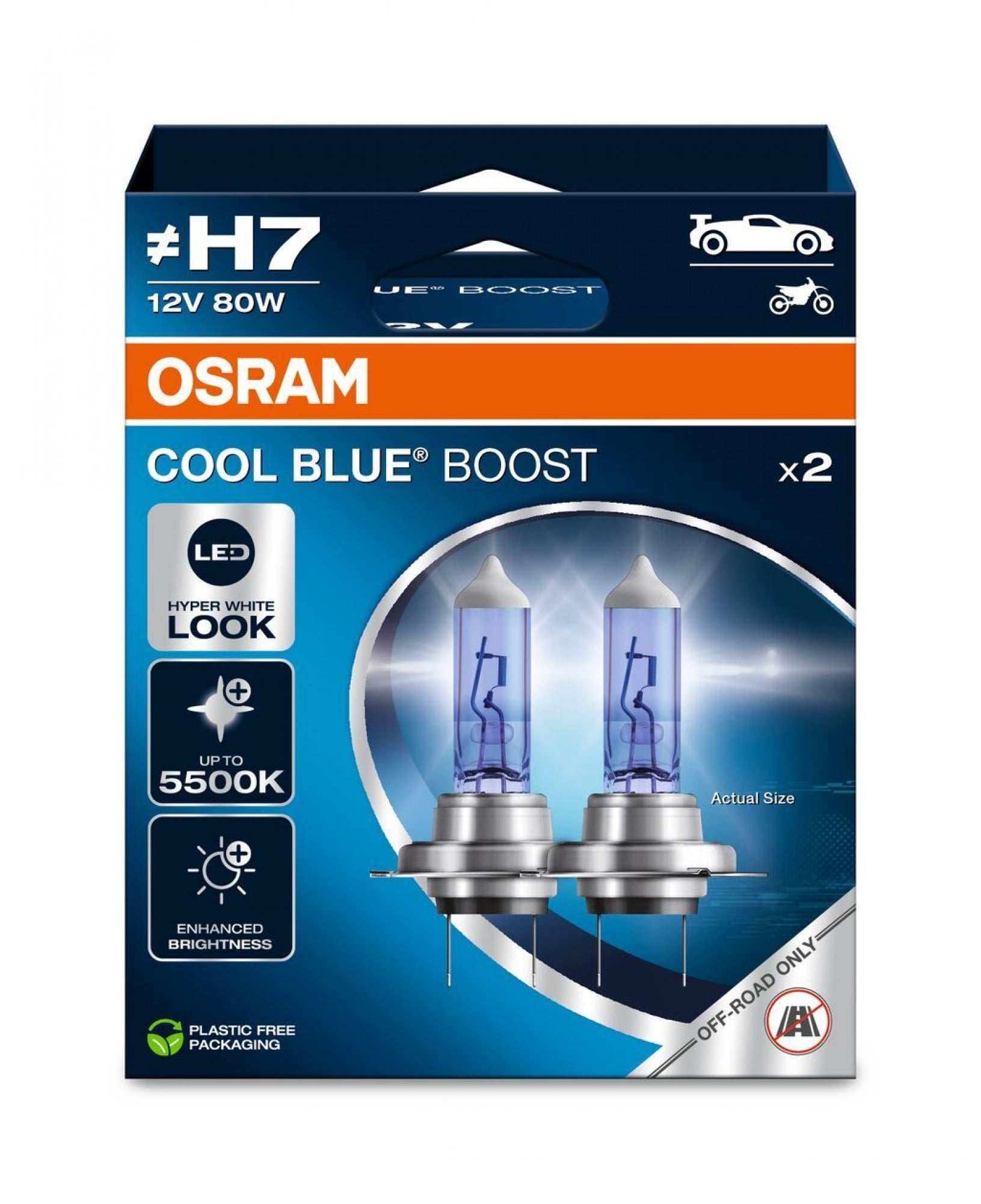 OSRAM Cool Blue Boost H7 12 V 80 W, 2 pcs.