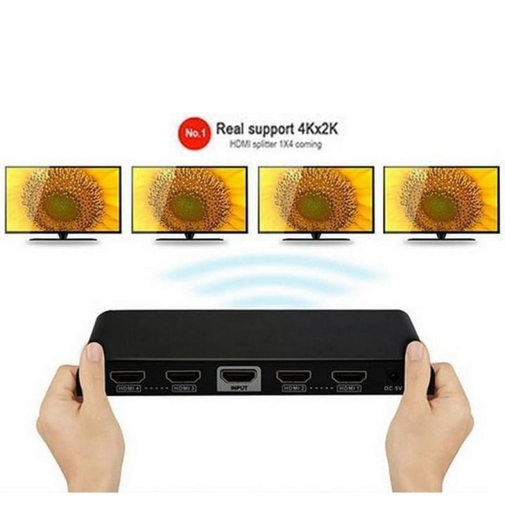 Techly IDATA HDMI2-4K4 Répartiteur HDMI 2.0 4K@60Hz 1x4 Actif