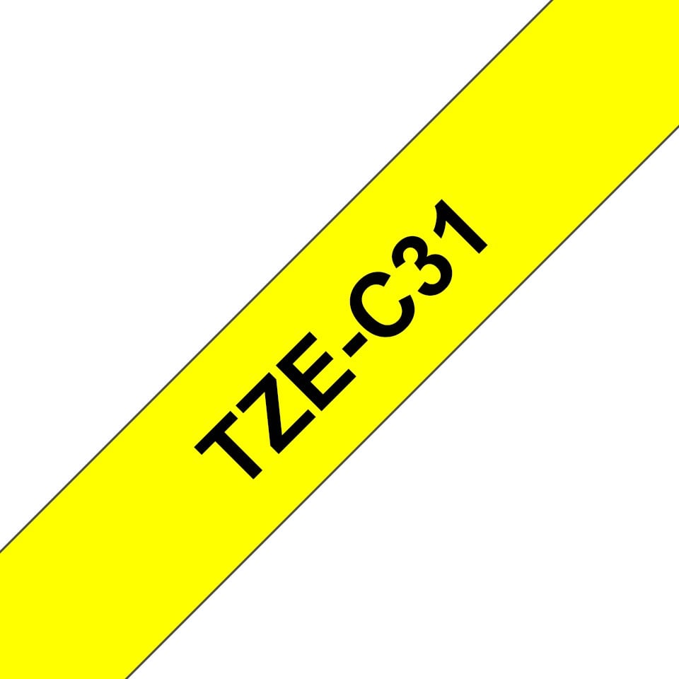 BROTHER P-TOUCH TZE-C31 noir sur neonjaune  12mm
