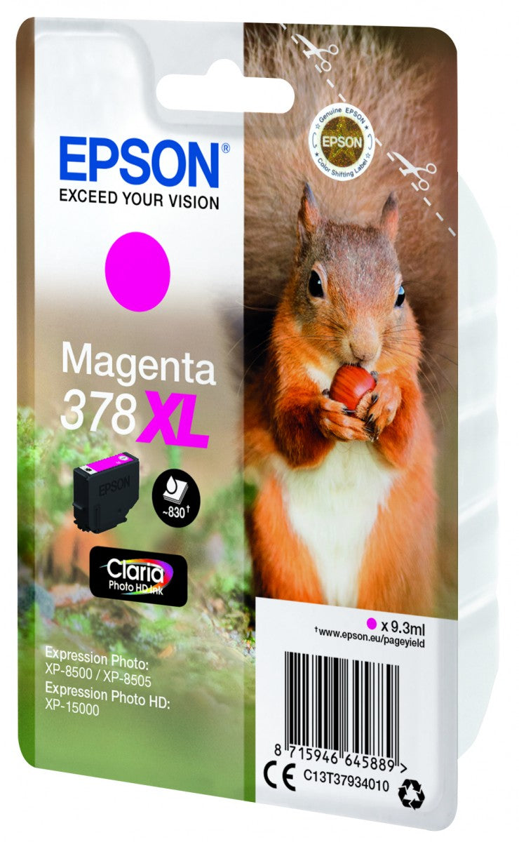 EPSON 5LB Singlepack Black 378XL Squirrel Clara Photo HD Ink