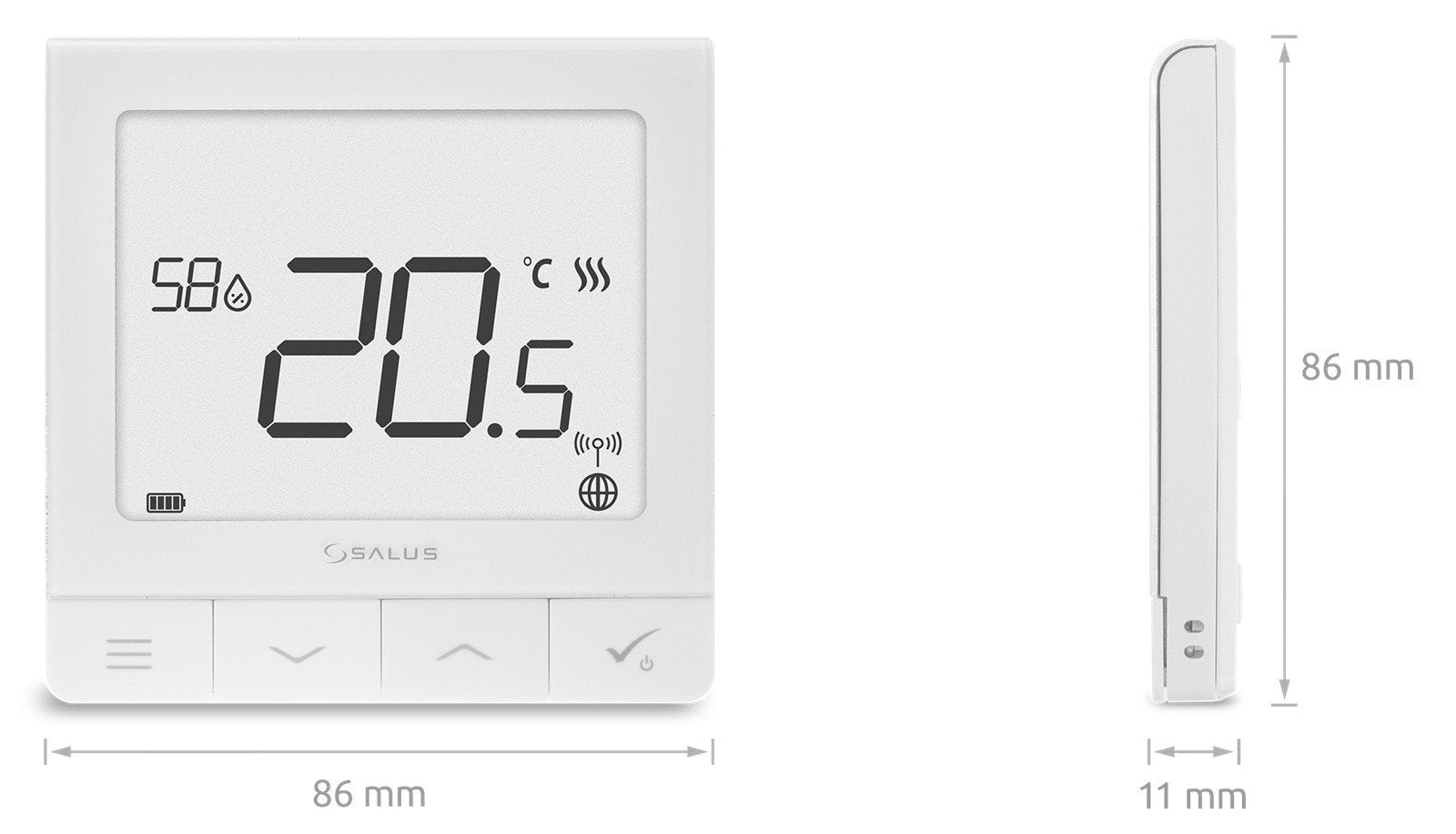 SALUS SQ610RF Contrôleur de température avec capteur d'humidité, alimenté par batterie