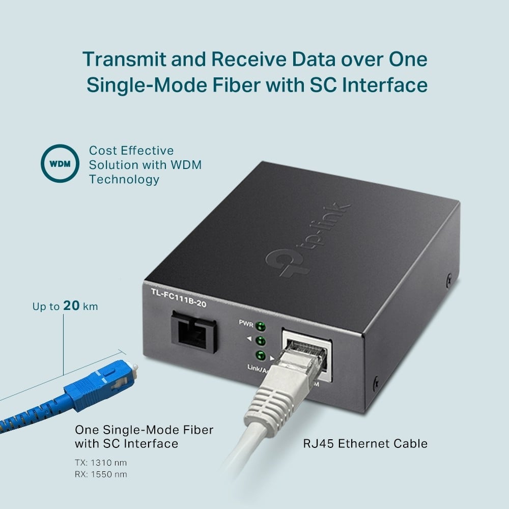 TP-Link Omada TL-FC111B-20 convertisseur de support réseau 100 Mbit/s Monomode Noir