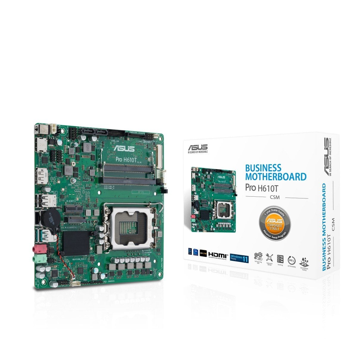 ASUS PRO H610T-CSM LGA1700 2DDR4 Thin Mini ITX 2xSATA MB 1xHDMI 1xDP 1xLVDS 3xM.2