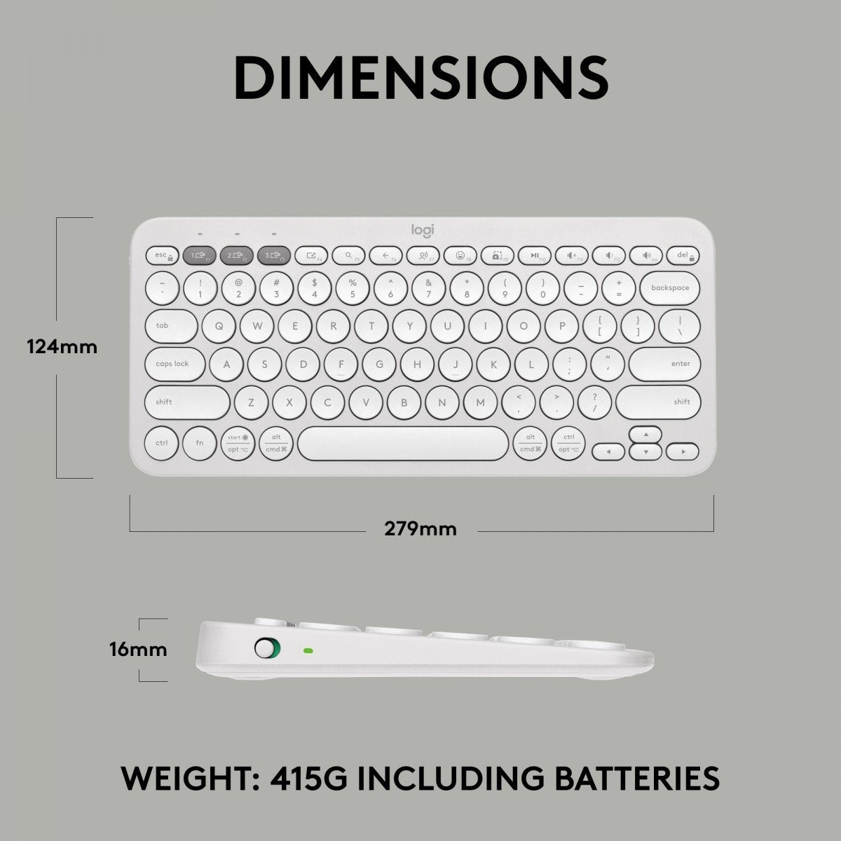 Logitech Pebble Keys 2 K380s clavier Universel Bluetooth QWERTY US International Blanc