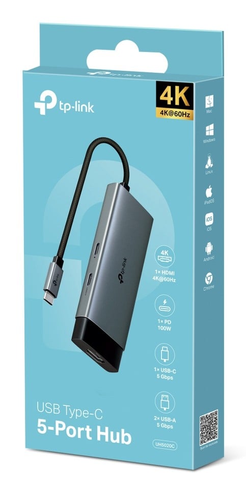 TP-Link UH5020C hub & concentrateur USB Type-C 5000 Mbit/s Gris