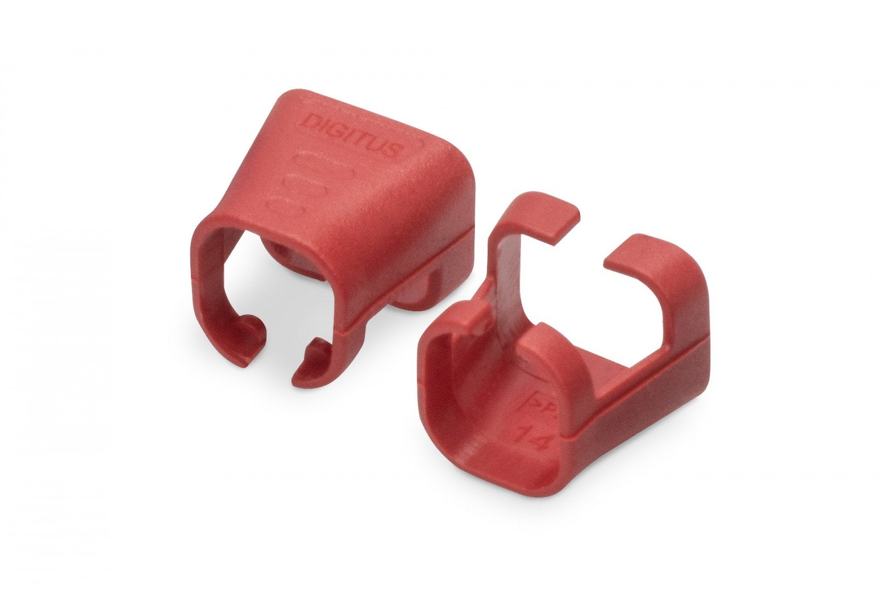 Clip coloré pour fiche RJ45, rouge, paquet de 100 pieces.