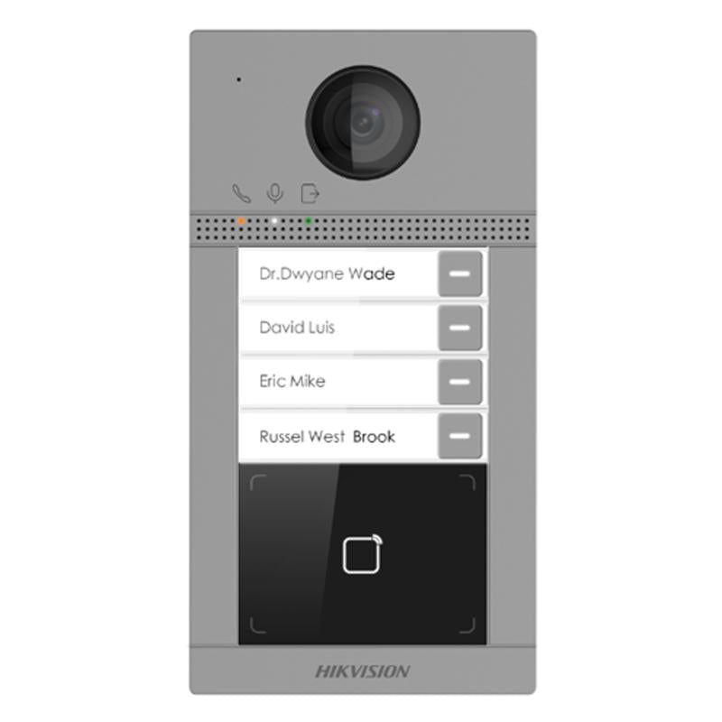 Hikvision DS-KV8413-WME1(C)/Flush Station de Porte en Métal a 4 Boutons pour Villa