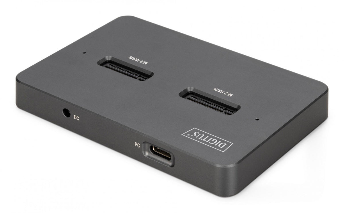 Station d'accueil USB-C 3.2 Gen2 pour disques SSD M.2 Duo NVMe et SATA (max. 2x 4 To) avec lecteur de carte SD-Express 7.1 (max. 2 To), noir