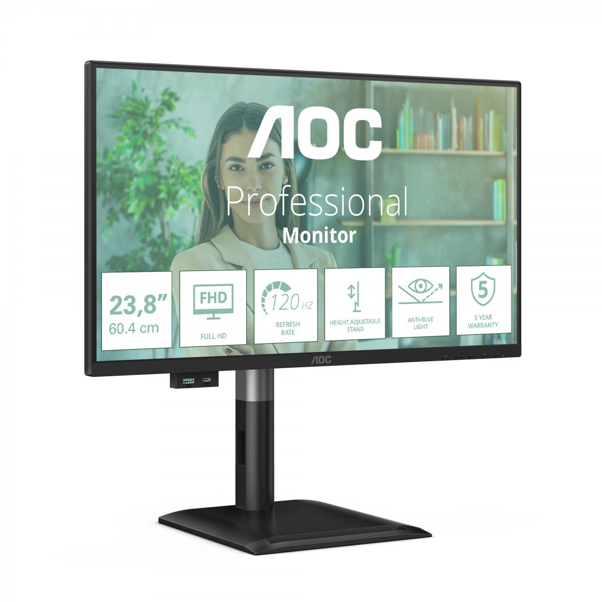 AOC 24P4U 23.8p FHD IPS 120Hz 4ms HDMI DP USB 3.2x4 Height