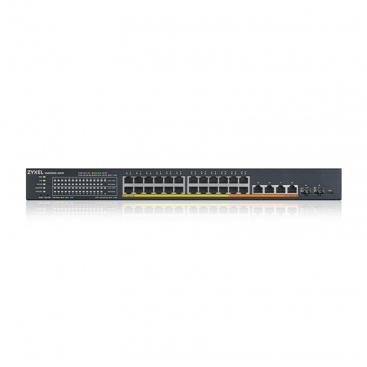Zyxel XMG1930-30HP Géré L3 2.5G Ethernet (100/1000/2500) Connexion Ethernet, supportant l'alimentation via ce port (PoE) 1U Noir