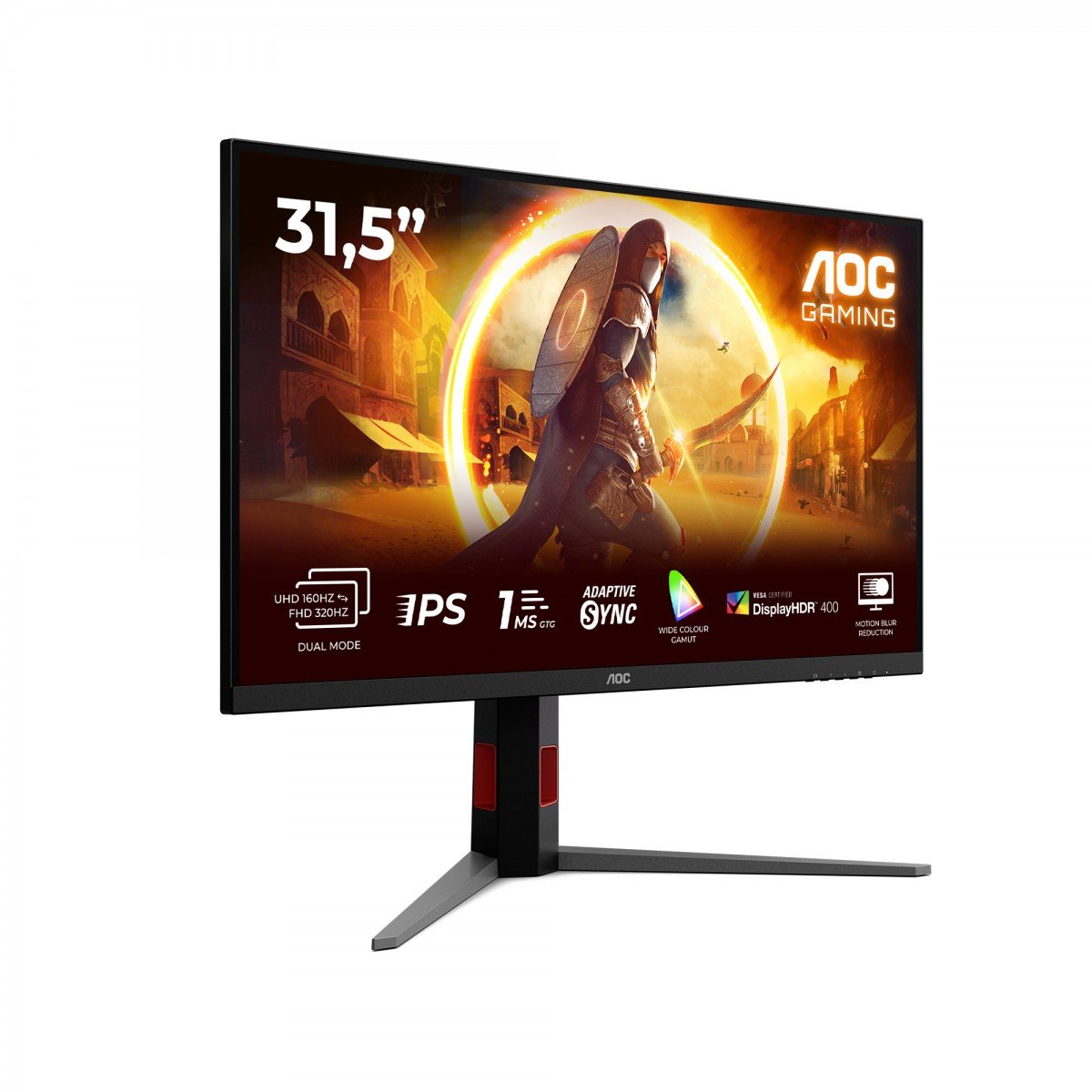 AOC U32G4U Ecran gaming 31.5p 3840x2160 16:9 Fast IPS 160Hz HAS 130mm HDMI x 2x 2.1 DP x 1x 1.4