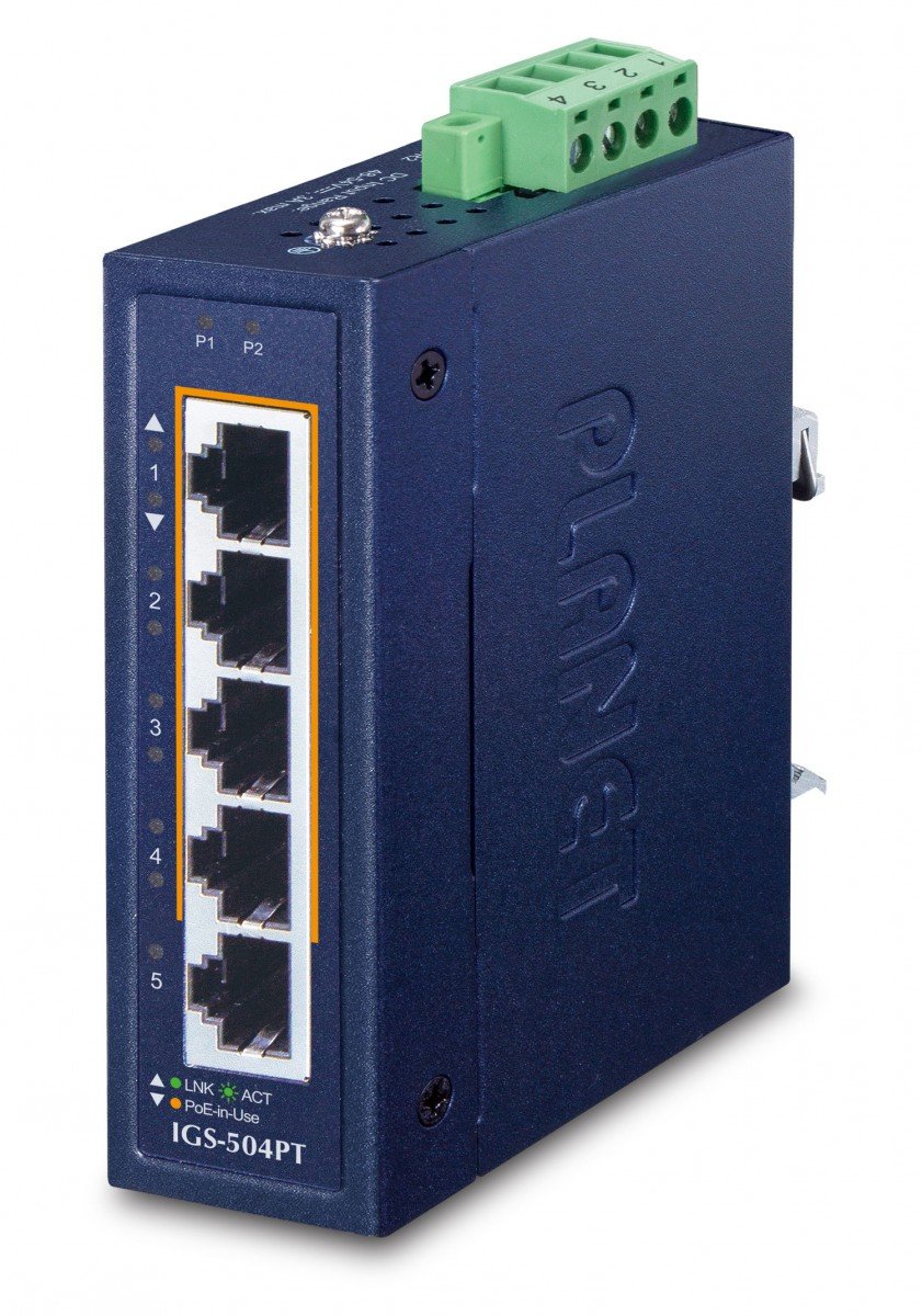 PLANET 10/100/1000T 802.3at PoE + Non-géré Gigabit Ethernet (10/100/1000) Connexion Ethernet, supportant l'alimentation via ce port (PoE) Bleu
