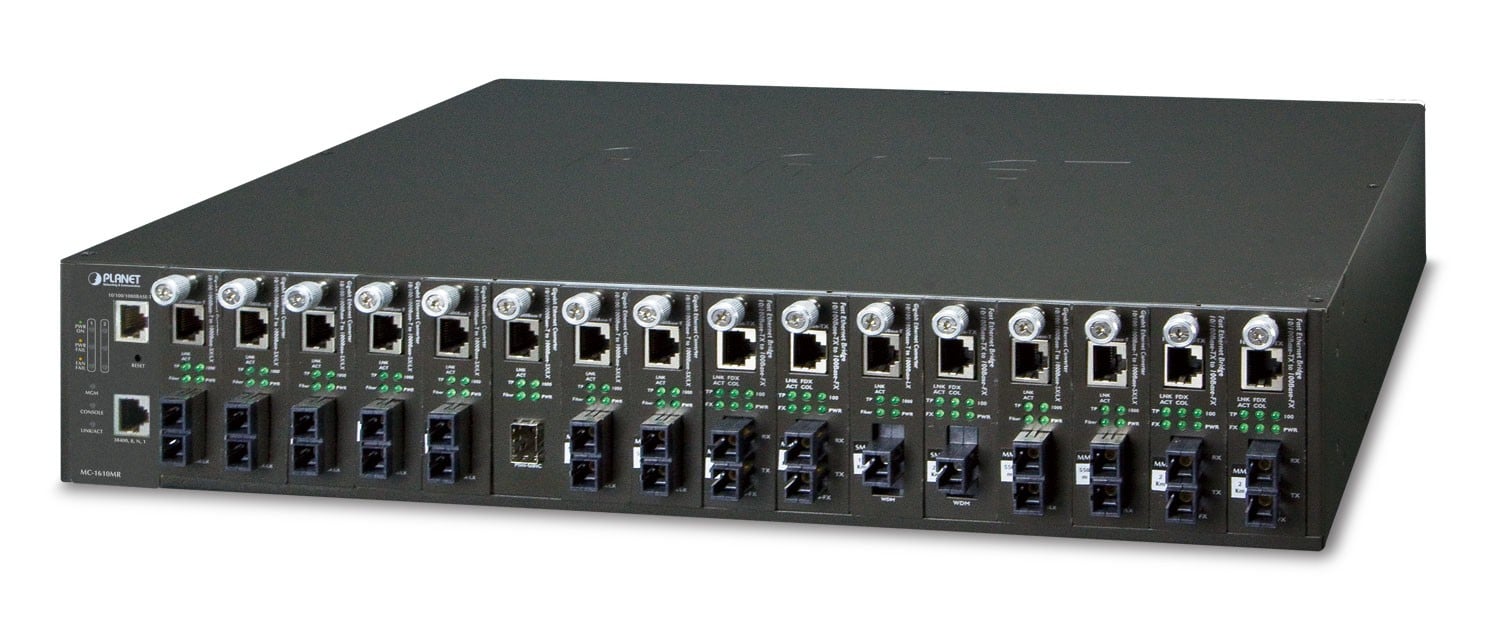 PLANET MC-1610MR48 convertisseur de support réseau Noir