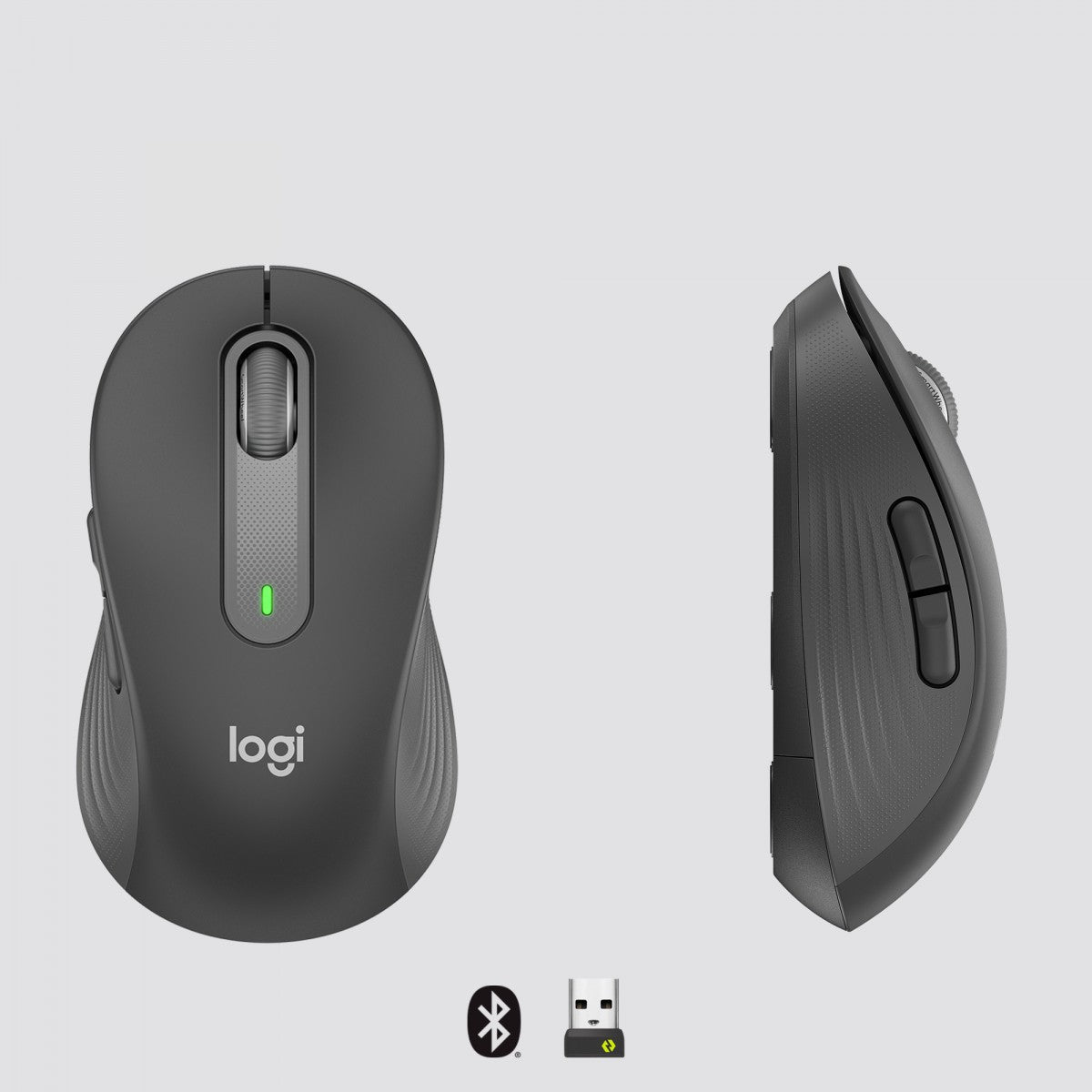LOGITECH Signature M650 L Mouse large size optical 5 buttons wireless Bluetooth 2.4 GHz Bolt USB receiver graphite