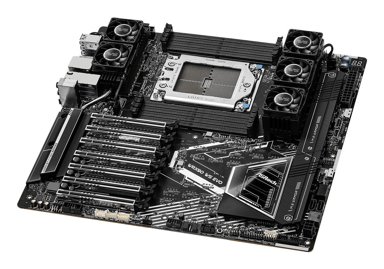 ASRock WRX90 WS EVO, 1xSKT LGA4844, AMD Threadripper PRO 9000, WRX90, SATA, NVMe, 2xM.2, 2x10GbE, IPMI
