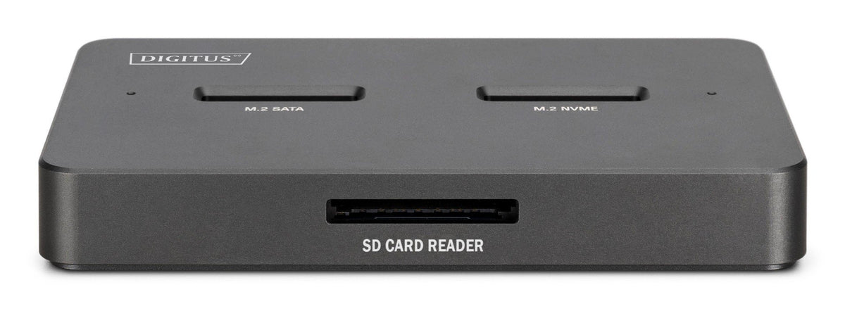Station d'accueil USB-C 3.2 Gen2 pour disques SSD M.2 Duo NVMe et SATA (max. 2x 4 To) avec lecteur de carte SD-Express 7.1 (max. 2 To), noir