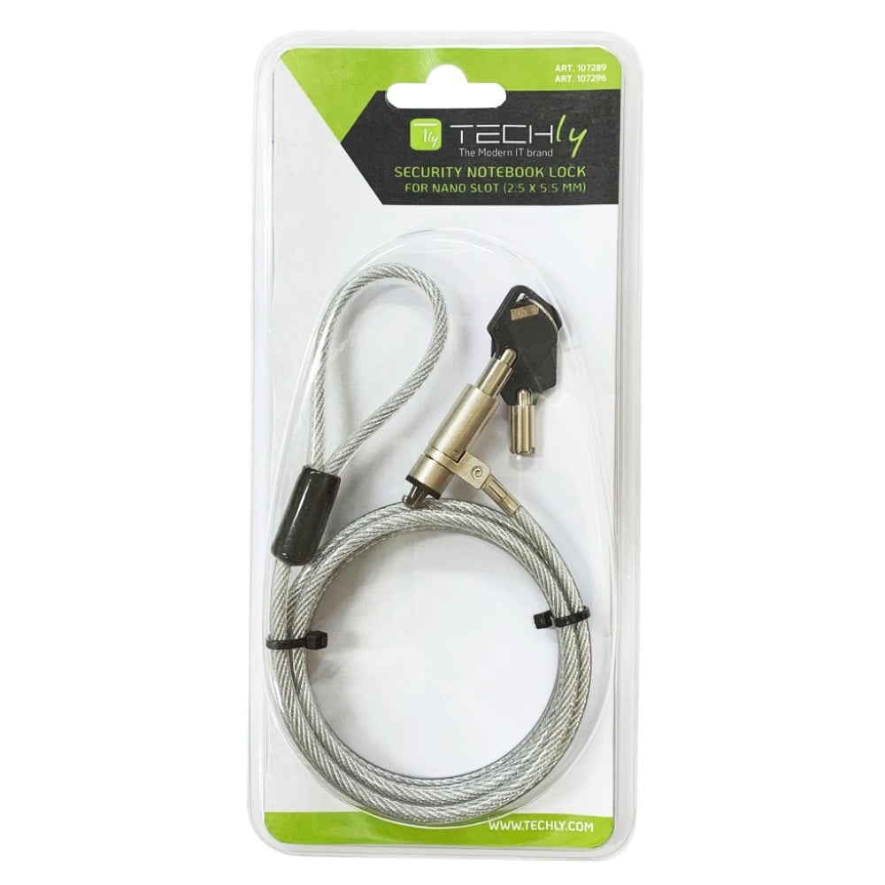 Techly IQ-LOK-15-K Câble de sécurité pour ordinateur portable Nano Slot Clé 1.8m