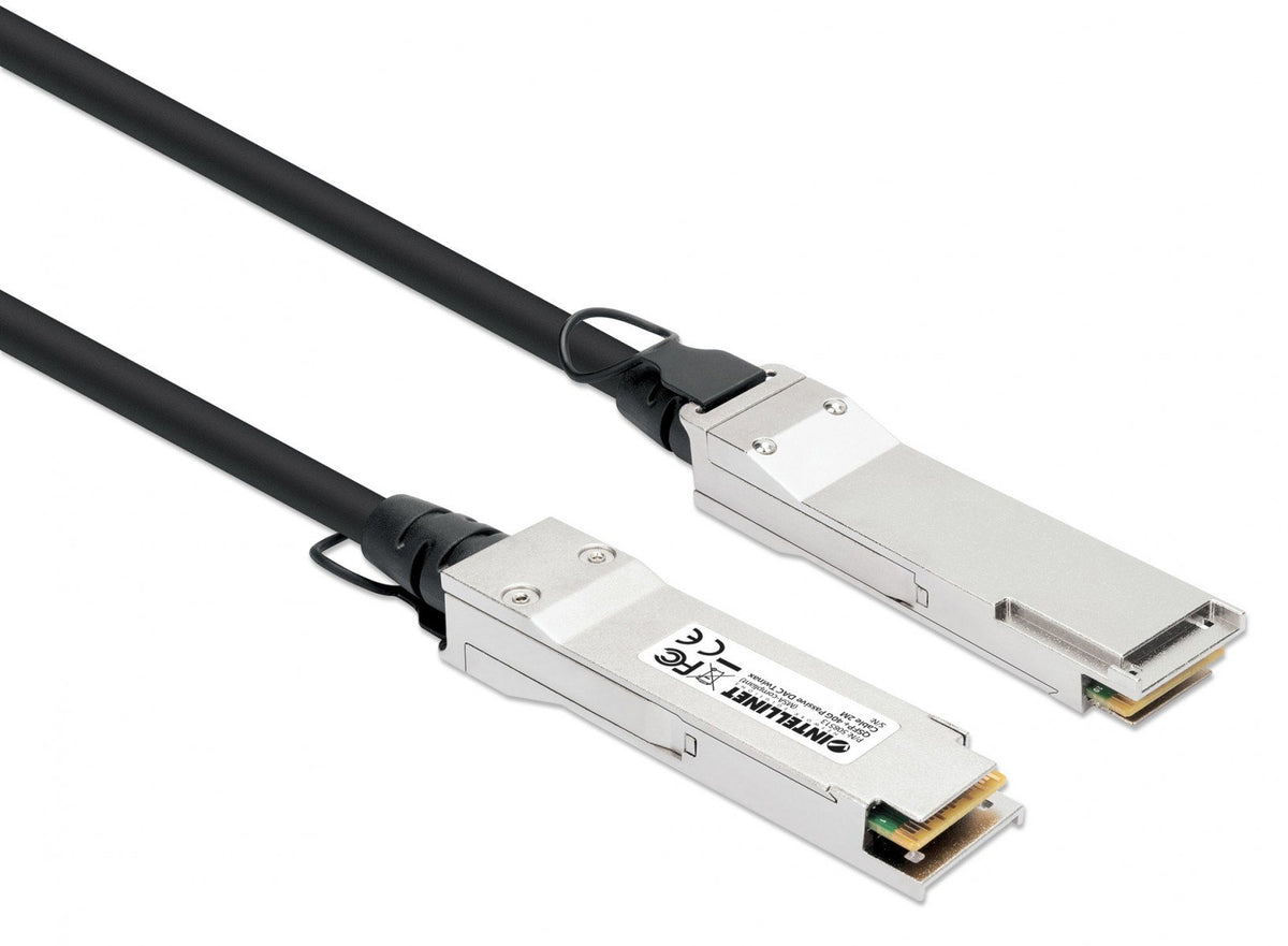 Intellinet 508513 câble InfiniBand et a fibres optiques 2 m QSFP+ Noir, Argent