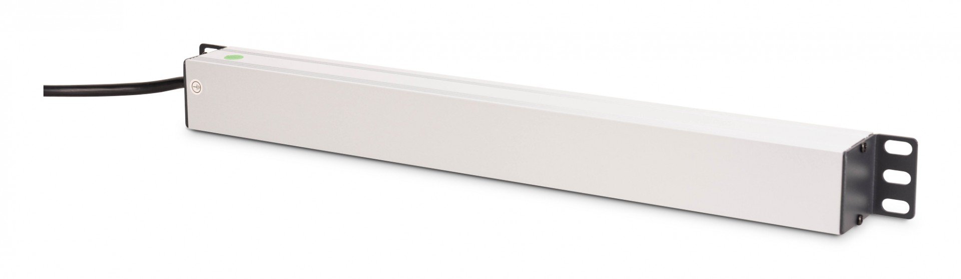 "Barre d'alimentation PDU Rack 19"" avec protection contre les surcharges, 8 prises Schuko CEE 7/3 (45°), câble de 2m, fiche Unischuko CEE 7/7, 16A, aluminium"