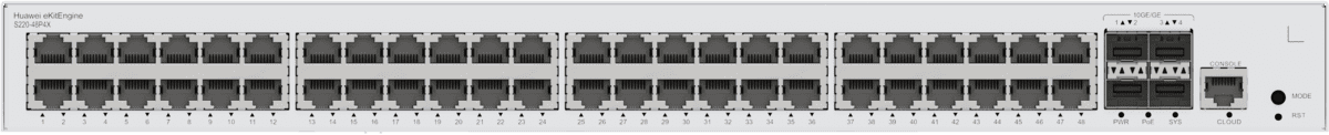 HUAWEI eKit S220 Series S220-48P4X Géré L2 Gigabit Ethernet (10/100/1000) Connexion Ethernet, supportant l'alimentation via ce port (PoE) 1U Gris