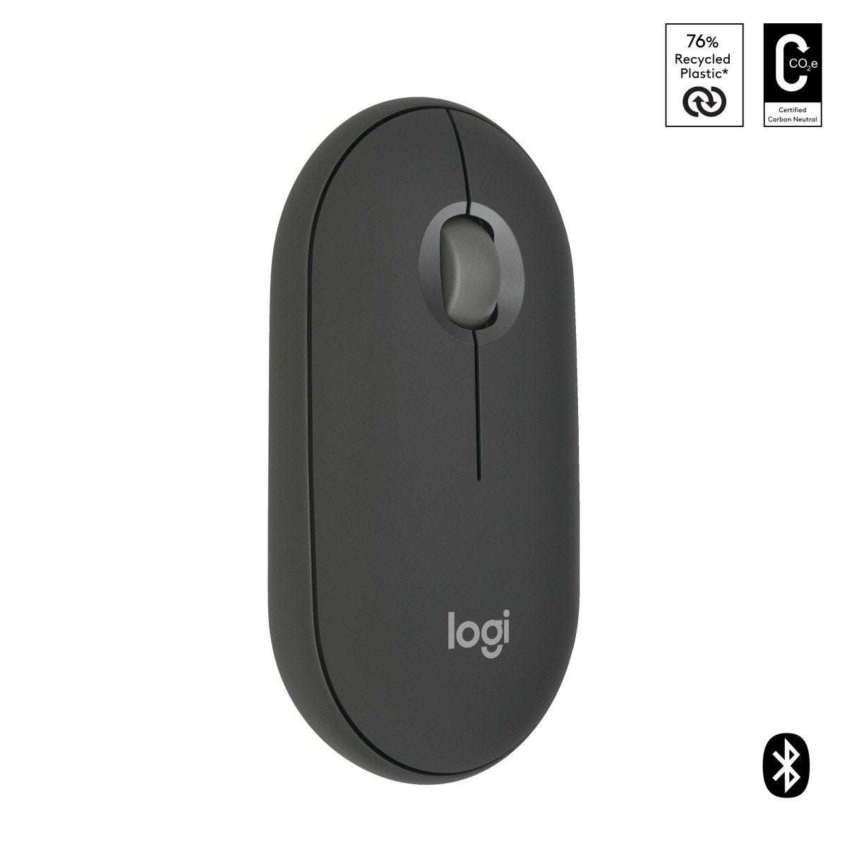 LOGITECH Pebble Mouse 2 M350s Mouse optical 3 buttons wireless Bluetooth 5.2 LE tonal graphite