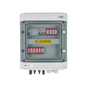 EMITER EM-1102_DCAC Tableau de distribution DCAC, IP65, SPD DC Dehn 1000V type 2, 2 x chaîne PV, 2 x MPPT, SPD AC Dehn type 2, 10A 3-F, RCD type A 40A/300mA
