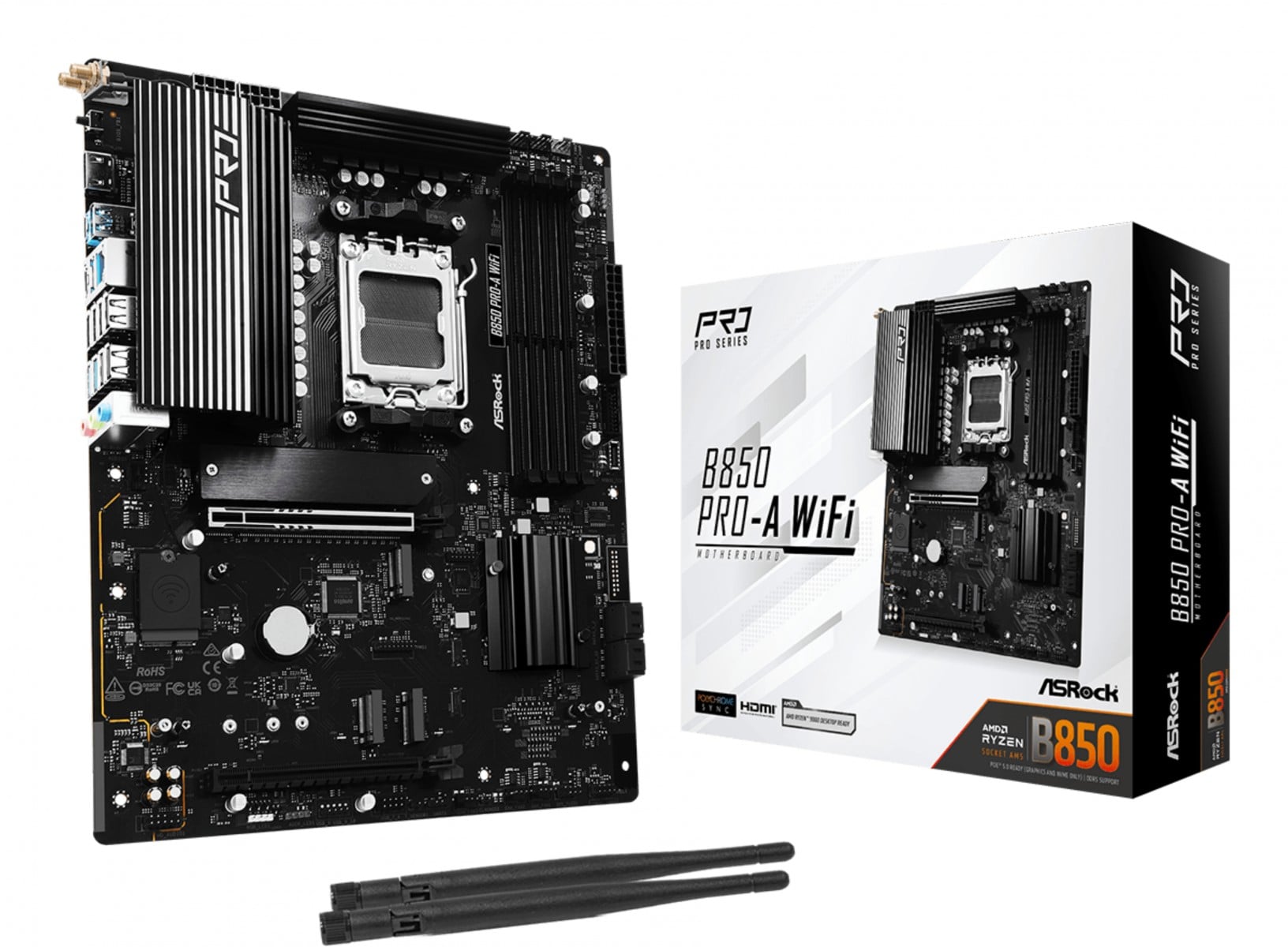 ASRock 90-MXBQN0-A0UAYZ Carte mere B850 Pro-A WiFi avec support DDR5 et PCIe 5.0