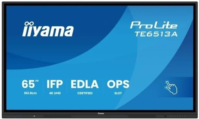 "iiyama TE6513A-B1AG Panneau Plat Interactif IFP 65"" IPS 4K IR 40 points 450cd Android 14 Google EDLA 2x20W WiFi VESA"