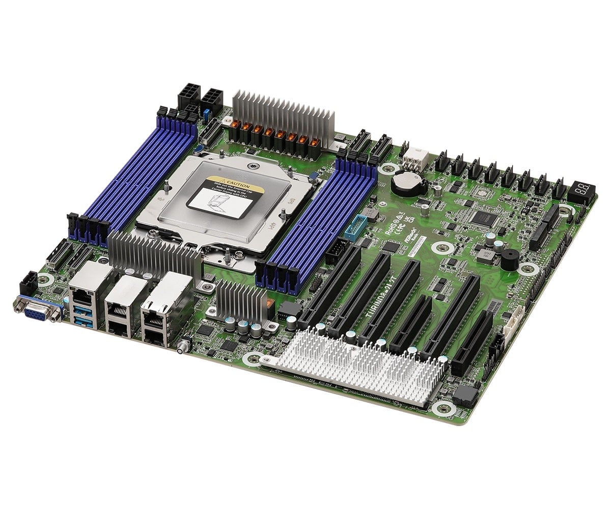 ASRock TURIND8-2L2T, 1xSKT, LGA 6096, AMD EPYC 9005, SoC, SATA, NVMe, 2xM.2, 2x10GbE, 2xGbE, IPMI