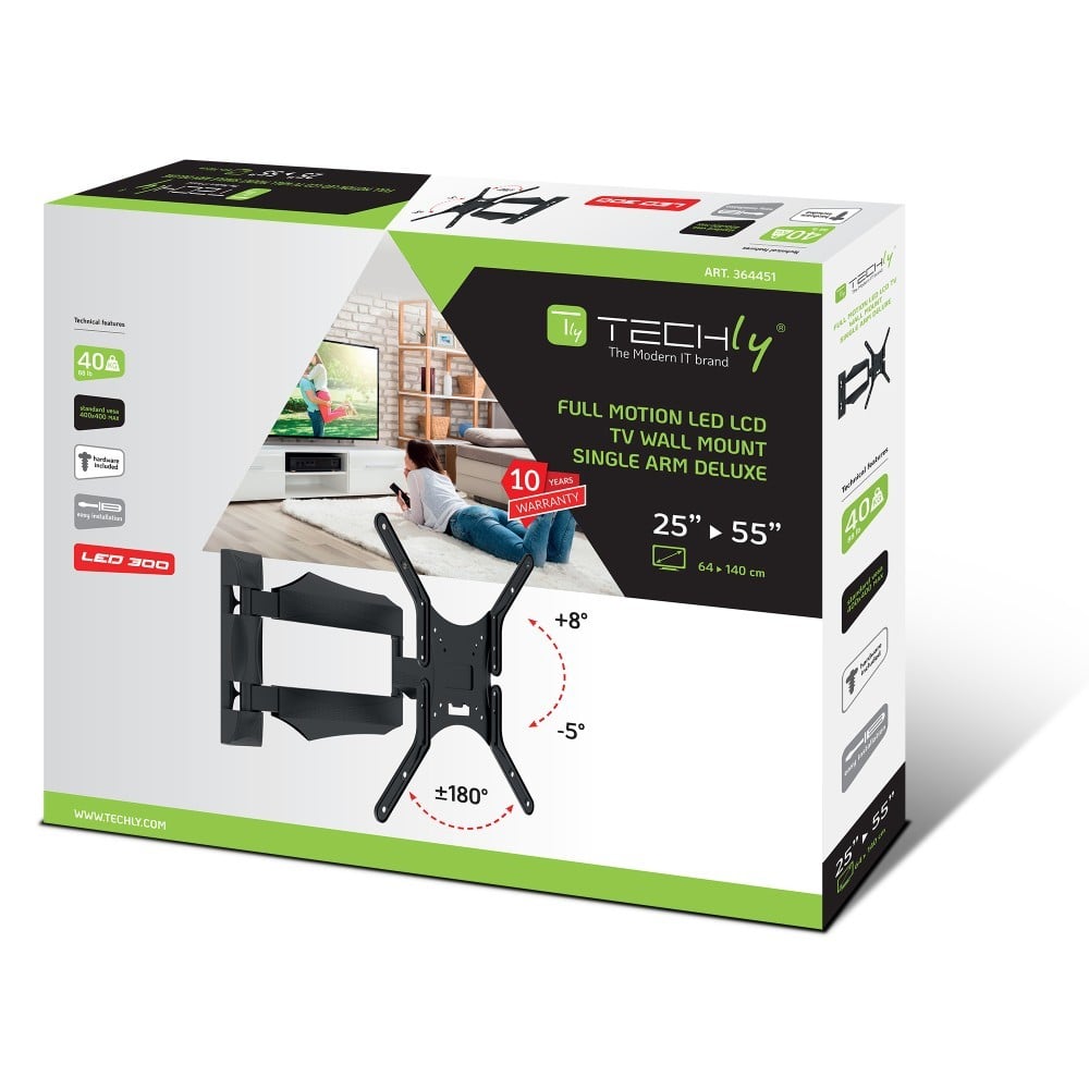 "Techly ICA-PLB 271M Support mural pour TV 25-52"" LED/LCD 40kg pivotant inclinable"