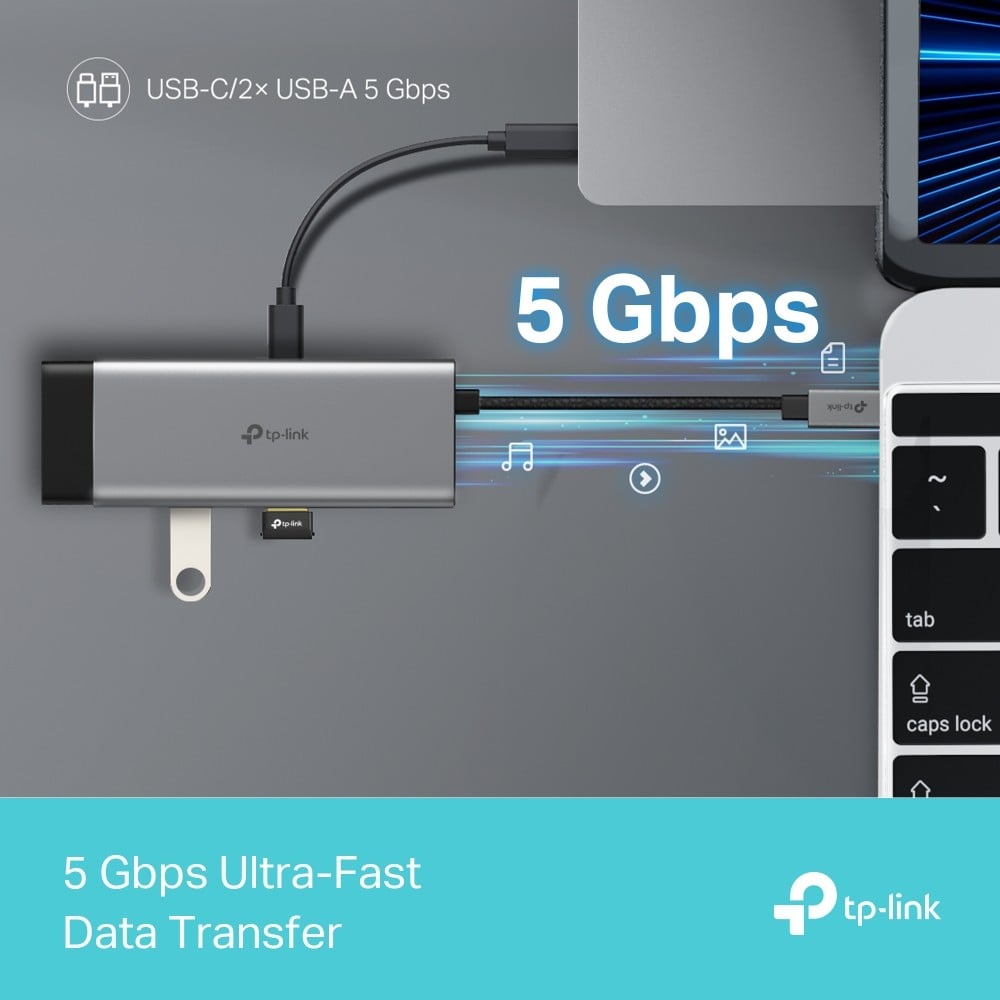 TP-Link UH5020C hub & concentrateur USB Type-C 5000 Mbit/s Gris