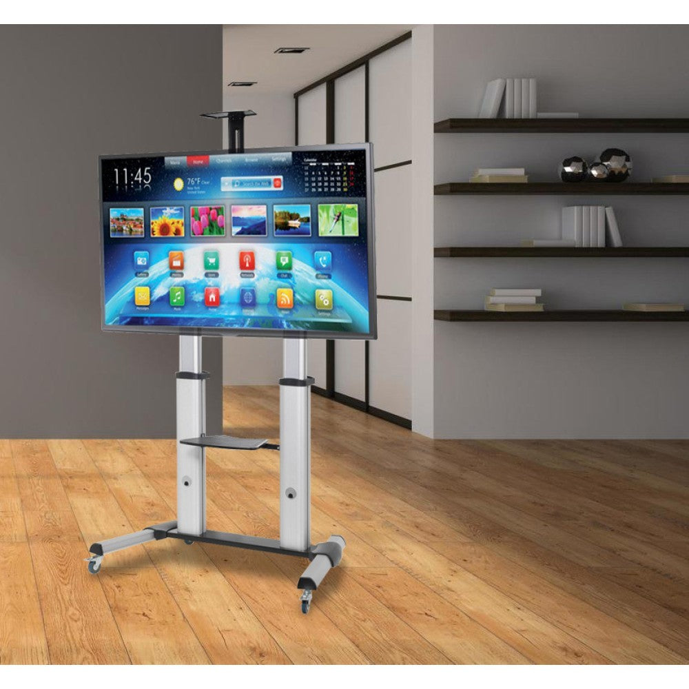 "Techly ICA-TR24 Support TV mobile 60-100"" jusqu'a 100kg réglable 2 étageres"