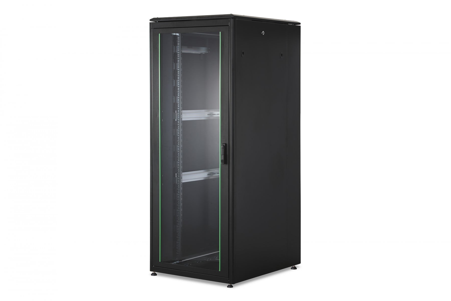 "Armoire réseau debout Unique 19"" 42U rack 800x1000, porte avant en verre, noir, 800kg 2053x800x1000 mm, couleur noire (RAL 9005)"