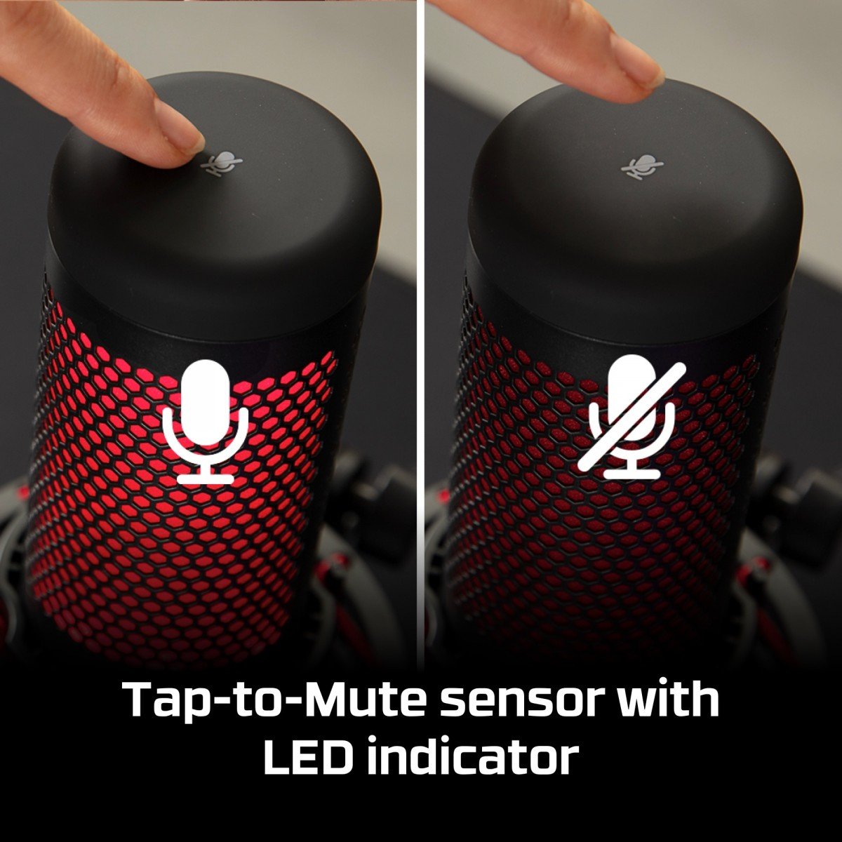 Microphone a condensateur HyperX QuadCast RGB, USB, filtre anti-pop, noir-rouge