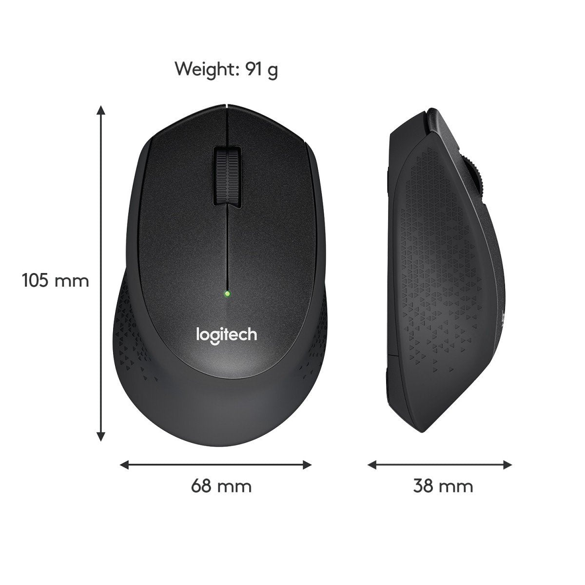 LOGITECH M330 SILENT PLUS Mouse 3 buttons wireless 2.4 GHz USB wireless receiver black