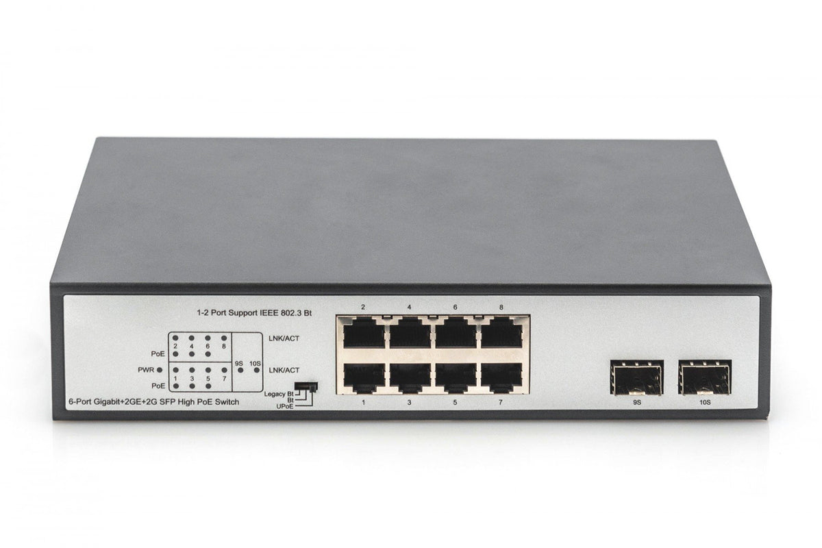 Digitus DN-95140 commutateur réseau Non-géré Gigabit Ethernet (10/100/1000) Connexion Ethernet, supportant l'alimentation via ce port (PoE) Noir, Argent