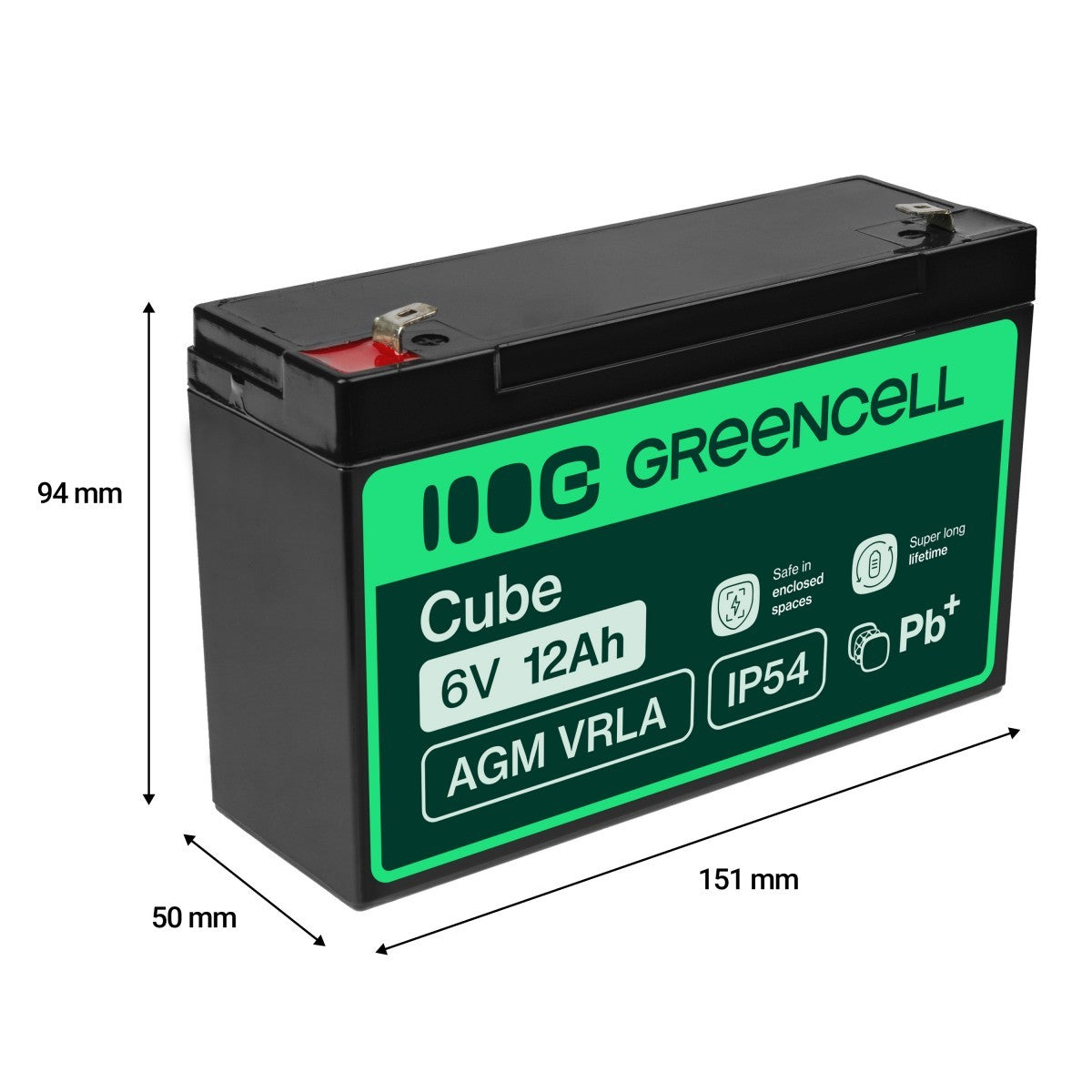 Green Cell AGM Battery 6V 12Ah - Batterie - 12.000 mAh Sealed Lead Acid (VRLA)