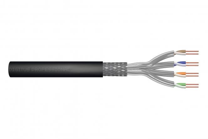 CAT 7 S-FTP outdoor installation cable, 1200 MHz PE, inner Fca (PE), AWG 23/1, 100 m, sx, black