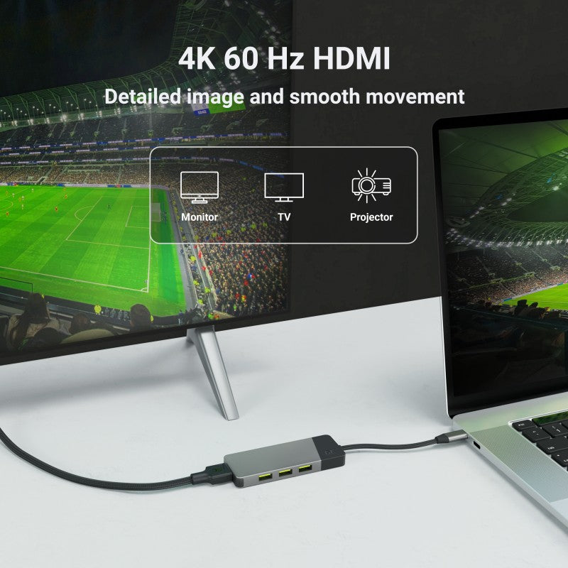 Green Cell HUBGC01 - USB Type-C - HDMI - USB 3.2 Gen 2 (3.1 Gen 2) Type-A - USB 3.2 Gen 2 (3.1 Gen 2) Type-C - MicroSD (TransFlash) - SD - 5000 Mbit/s - 60 Hz -