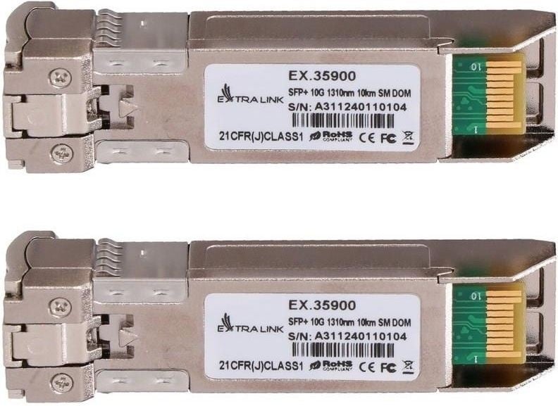 Extralink SFP+ 10G 2-pack | Module SFP+ | 10Gbps, LC/UPC, 1310nm, 10km, mode simple, DOM