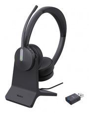 Yealink WH64 Hybird Dual with Charging Stand Teams Sans fil Arceau Bureau/Centre d'appels USB Type-C Bluetooth Socle de chargement Noir