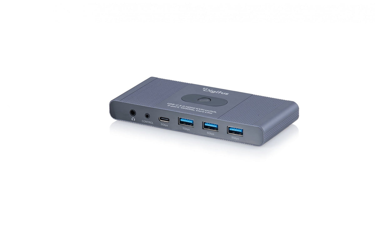 Digitus DS-12855 Commutateur KVM HDMI 2x1 | UHD 4K@60Hz | 3x USB-A 3.1 Gen1 | 1x USB-C USB 3.1 Gen1 | Audio | Core Line