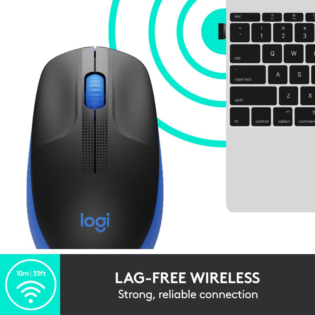 LOGITECH M190 Mouse optical 3 buttons wireless USB wireless receiver blue